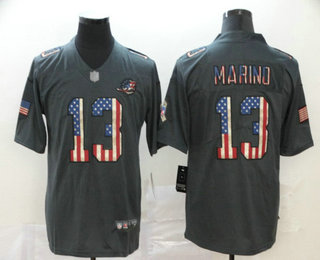 Men’s Miami Dolphins #13 Dan Marino 2019 Black Salute To Service USA Flag Fashion Limited Jersey