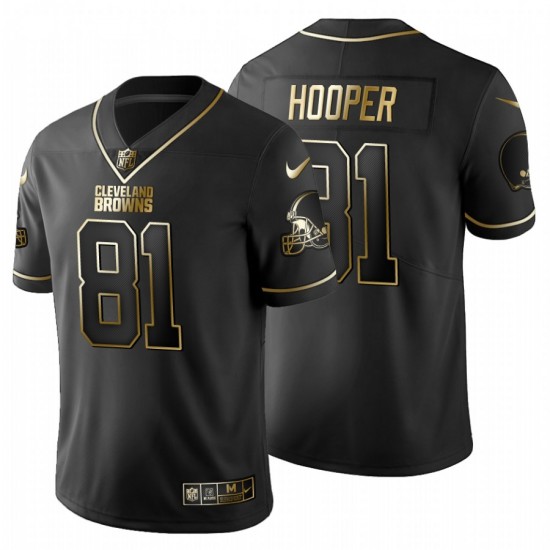 Men’s Cleveland Browns #81 Austin Hooper Golden Edition Black Nike Jersey