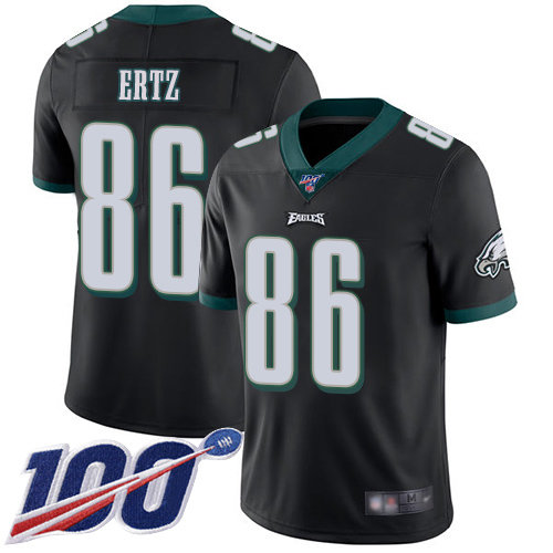 Nike Eagles #86 Zach Ertz Black Alternate Men’s Stitched NFL 100th Season Vapor Limited Jersey