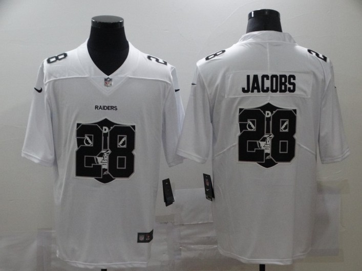 Men’s Las Vegas Raiders #28 Josh Jacobs White 2020 Shadow Logo Vapor Untouchable Stitched NFL Nike Limited Jersey