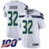 Nike Seahawks #32 Chris Carson White Men’s Stitched NFL 100th Season Vapor Limited Jersey