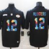 Men’s Green Bay Packers #12 Aaron Rodgers Multi-Color Black 2020 NFL Crucial Catch Vapor Untouchable Nike Limited Jersey