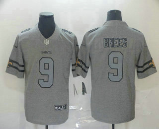 Men’s New Orleans Saints #9 Drew Brees 2019 Gray Gridiron Vapor Untouchable Stitched NFL Nike Limited Jersey