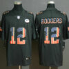 Men’s Green Bay Packers #12 Aaron Rodgers 2019 Black Salute To Service USA Flag Fashion Limited Jersey