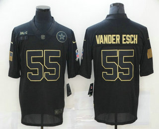 Men’s Dallas Cowboys #55 Leighton Vander Esch Black 2020 Salute To Service Stitched NFL Nike Limited Jersey