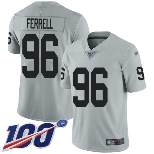 Nike Raiders #96 Clelin Ferrell Silver Men’s Stitched NFL Limited Inverted Legend 100th Season Jersey