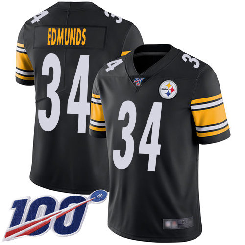 Nike Steelers #34 Terrell Edmunds Black Team Color Men’s Stitched NFL 100th Season Vapor Limited Jersey