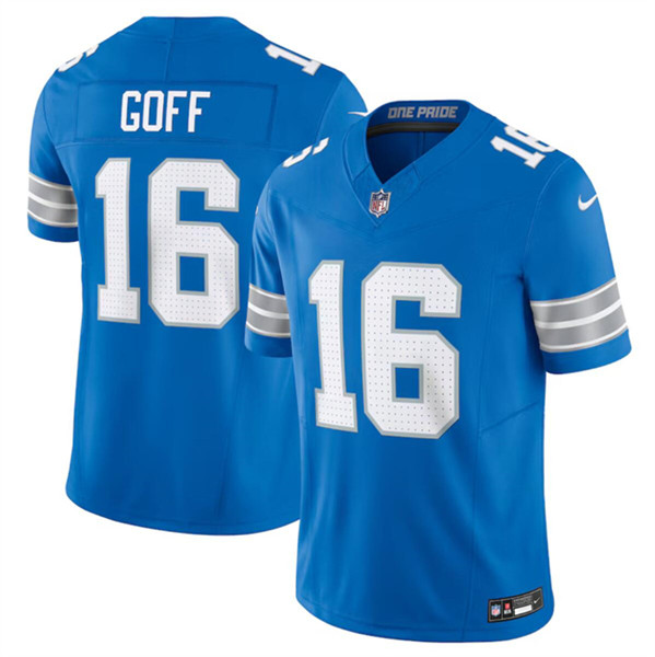 Men’s Detroit Lions #16 Jared Goff Blue 2024 F.U.S.E. Vapor Limited Stitched Jersey