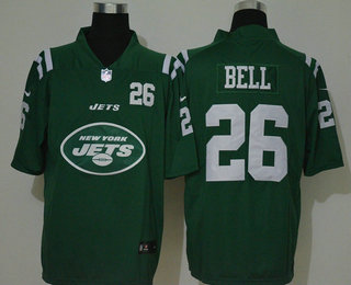Men’s New York Jets #26 Le’Veon Bell Green 2020 Big Logo Number Vapor Untouchable Stitched NFL Nike Fashion Limited Jersey
