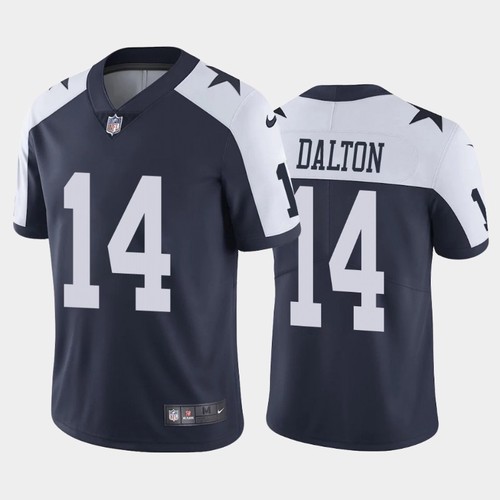 Men’s Dallas Cowboys #14 Andy Dalton Navy Thanksgiving 2020 NEW Vapor Untouchable Stitched NFL Nike Limited Jersey