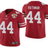 Men’s San Francisco 49ers #44 Tom Rathman Red 75th Anniversary Patch 2021 Vapor Untouchable Stitched Nike Limited Jersey