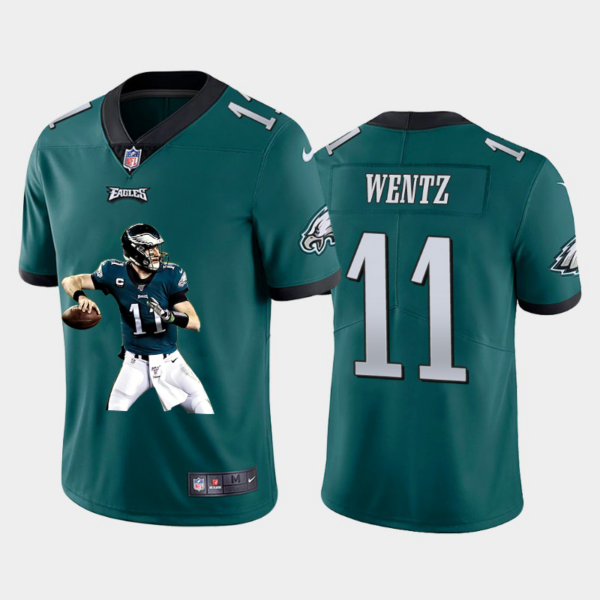 Men’s Philadelphia Eagles #11 Carson Wentz Midnight Green Player Portrait Edition 2020 Vapor Untouchable Stitched NFL Nike Limited Jersey 2