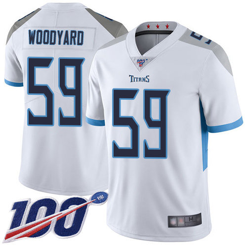 Nike Titans #59 Wesley Woodyard White Men’s Stitched NFL 100th Season Vapor Limited Jersey