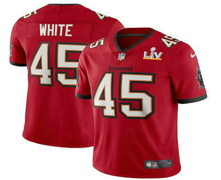 Men’s Tampa Bay Buccaneers #45 Devin White Red 2021 Super Bowl LV Vapor Untouchable Stitched Nike Limited NFL Jersey