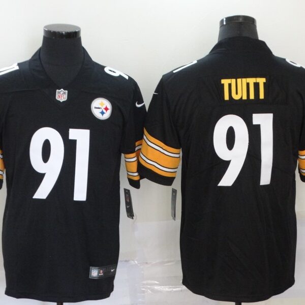Men’s Pittsburgh Steelers #91 Stephon Tuitt Black 2020 Vapor Untouchable Stitched NFL Nike Throwback Limited Jersey