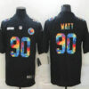 Men’s Pittsburgh Steelers #90 T. J. Watt Multi-Color Black 2020 NFL Crucial Catch Vapor Untouchable Nike Limited Jersey
