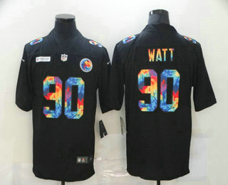 Men’s Pittsburgh Steelers #90 T. J. Watt Multi-Color Black 2020 NFL Crucial Catch Vapor Untouchable Nike Limited Jersey