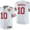 Men’s San Francisco 49ers #10 Jimmy Garoppolo White 75th Anniversary Patch 2021 Vapor Untouchable Stitched Nike Limited Jersey