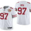 Men’s San Francisco 49ers #97 Nick Bosa White 75th Anniversary Patch 2021 Vapor Untouchable Stitched Nike Limited Jersey