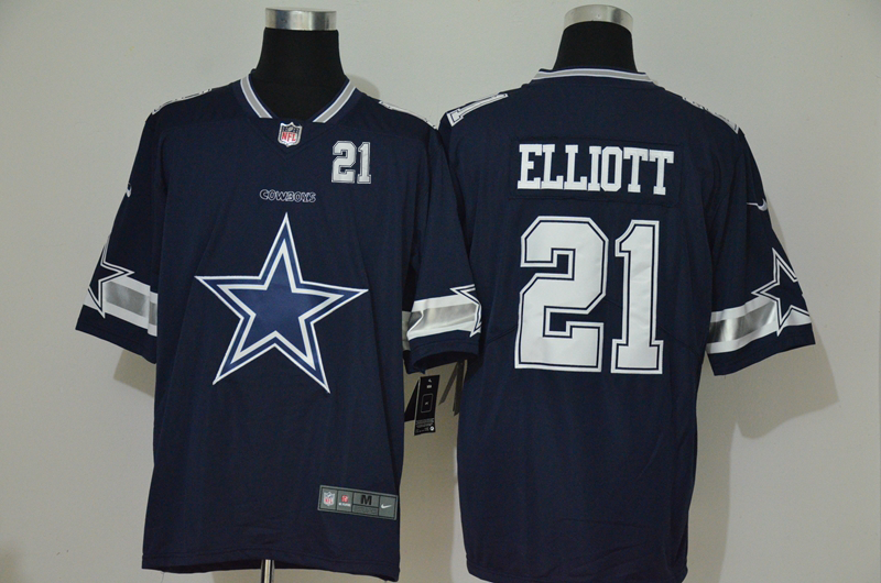 Men’s Dallas Cowboys #21 Ezekiel Elliott Navy Blue 2020 Big Logo Number Vapor Untouchable Stitched NFL Nike Fashion Limited Jersey