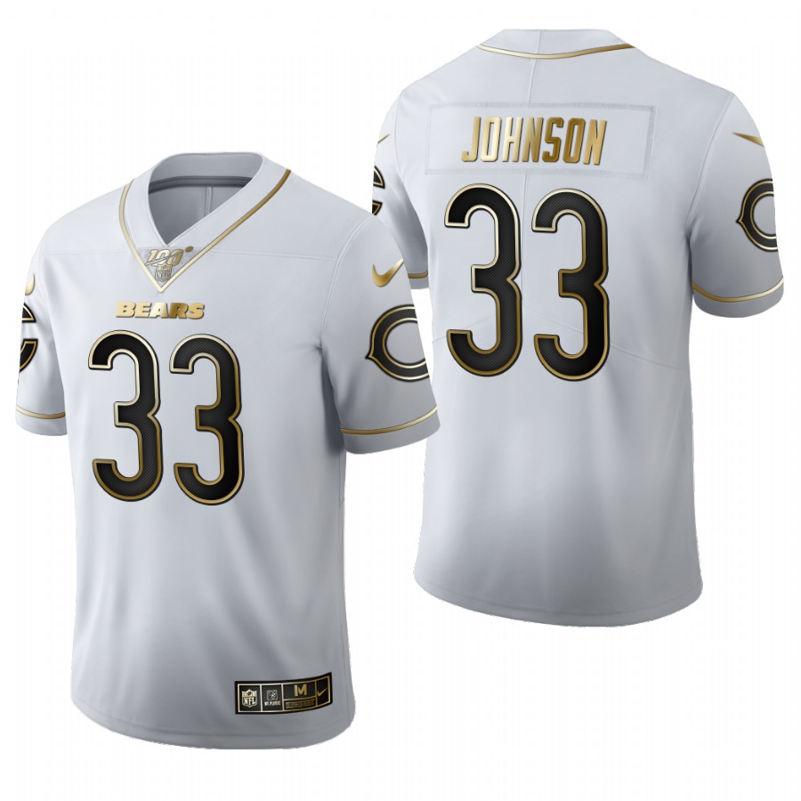 Men’s Chicago Bears #33 Jaylon Johnson White 2020 NFL Draft Golden Edition Jersey