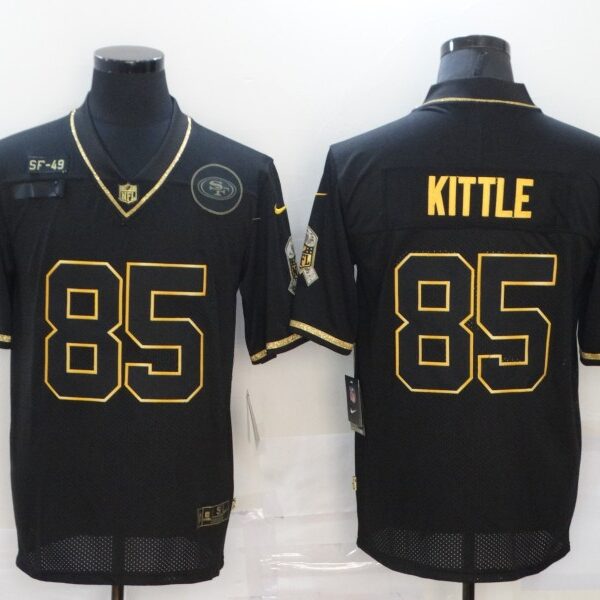 Men’s San Francisco 49ers #85 George Kittle Black Gold 2020 Salute To Service Stitched NFL Nike Limited Jersey