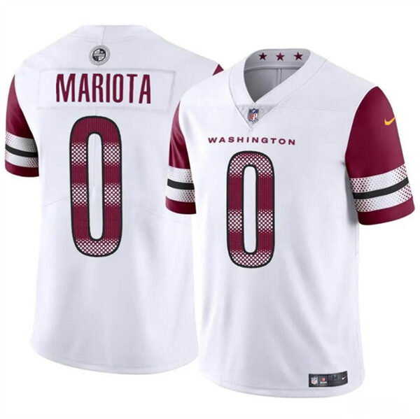 Men’s Washington Commanders #0 Marcus Mariota White Vapor Limited Football Stitched Jersey