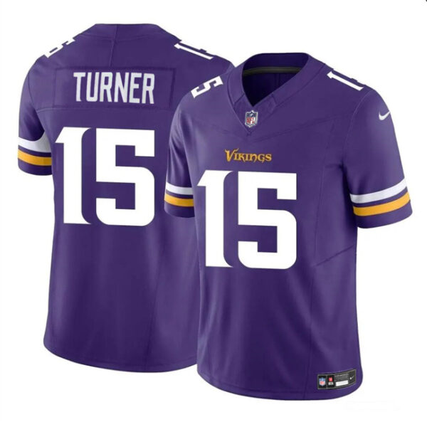 Men’s Minnesota Vikings #15 Dallas Turner Purple 2024 Draft F.U.S.E. Vapor Untouchable Limited Football Stitched Jersey