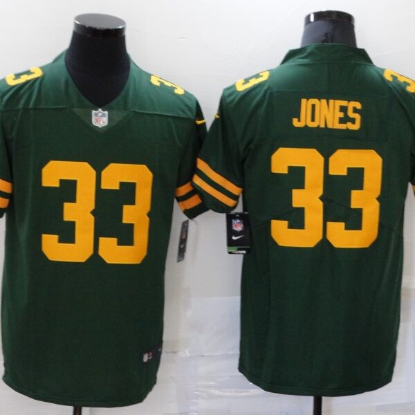 Men’s Green Bay Packers #33 Aaron Jones Green Yellow 2021 Vapor Untouchable Stitched NFL Nike Limited Jersey