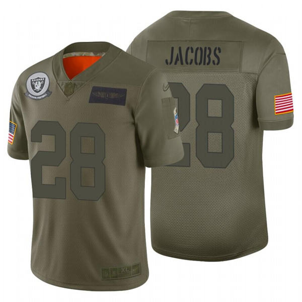 Men’s Oakland Raiders #28 Josh Jacobs 2019 Camo Salute To Service Limited Stitched NFL Jersey