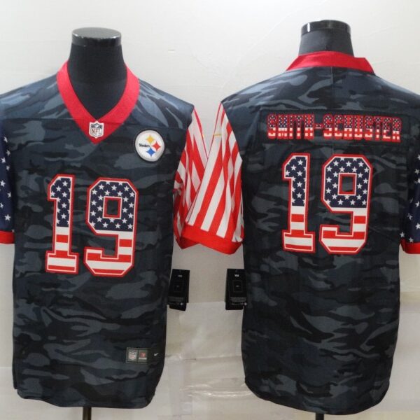 Men’s Pittsburgh Steelers #19 JuJu Smith-Schuster USA Camo 2020 Salute To Service Stitched NFL Nike Limited Jersey