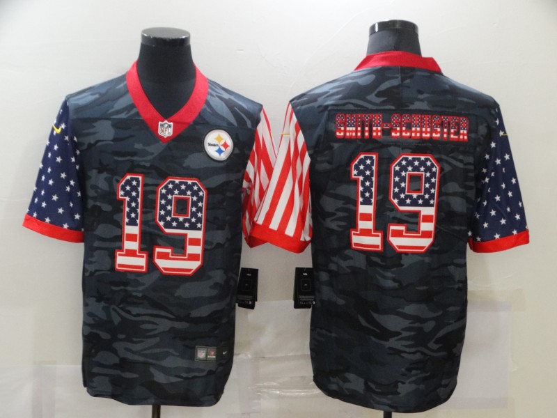 Men’s Pittsburgh Steelers #19 JuJu Smith-Schuster USA Camo 2020 Salute To Service Stitched NFL Nike Limited Jersey