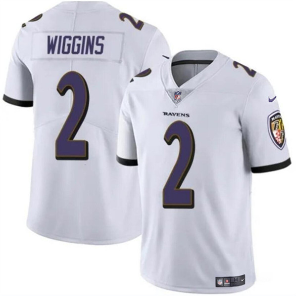 Men’s Baltimore Ravens #2 Nate Wiggins White 2024 Draft Vapor Limited Football Jersey