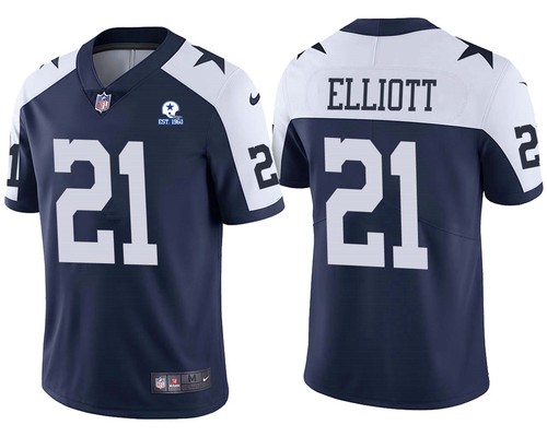 Men’s Dallas Cowboys #21 Ezekiel Elliott Alternate 60th Anniversary Vapor Untouchable Stitched NFL Nike Limited Jersey