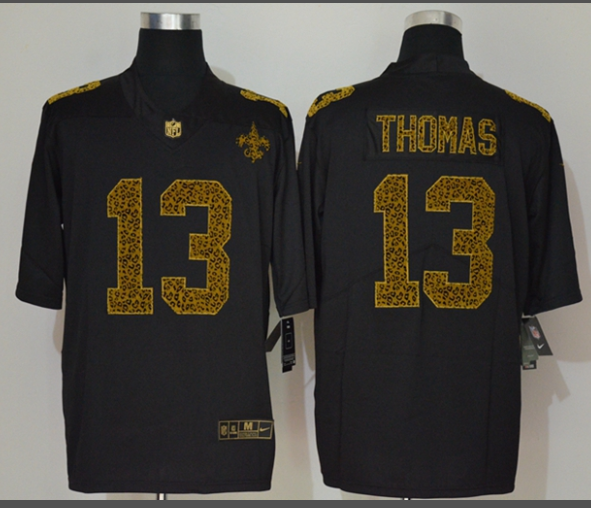 Men’s New Orleans Saints #13 Michael Thomas Black 2020 Nike Flocked Leopard Print Vapor Limited NFL Jersey