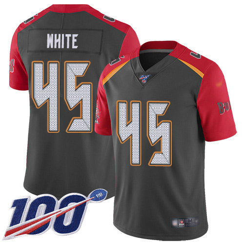 Nike Buccaneers #45 Devin White Gray Men’s Stitched NFL Limited Inverted Legend 100th Season Jersey
