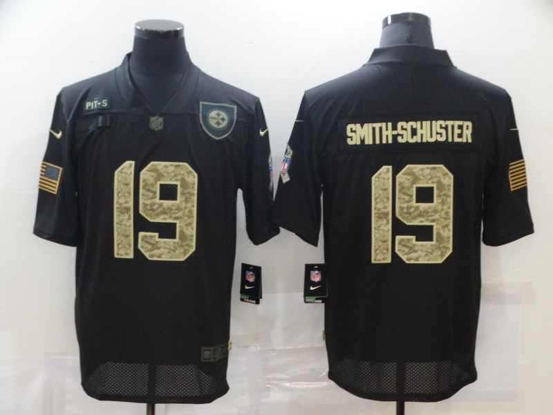 Men’s Pittsburgh Steelers #19 JuJu Smith-Schuster Black Camo 2020 Salute To Service Stitched NFL Nike Limited Jersey