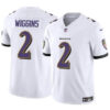 Men’s Baltimore Ravens #2 Nate Wiggins White 2024 Draft F.U.S.E. Vapor Limited Football Jersey