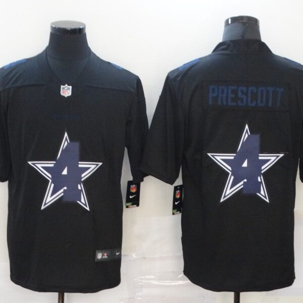 Men’s Dallas Cowboys #4 Dak Prescott Black 2020 Shadow Logo Vapor Untouchable Stitched NFL Nike Limited Jersey
