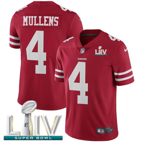 Nike 49ers #4 Nick Mullens Red Super Bowl LIV 2020 Team Color Men’s Stitched NFL Vapor Untouchable Limited Jersey