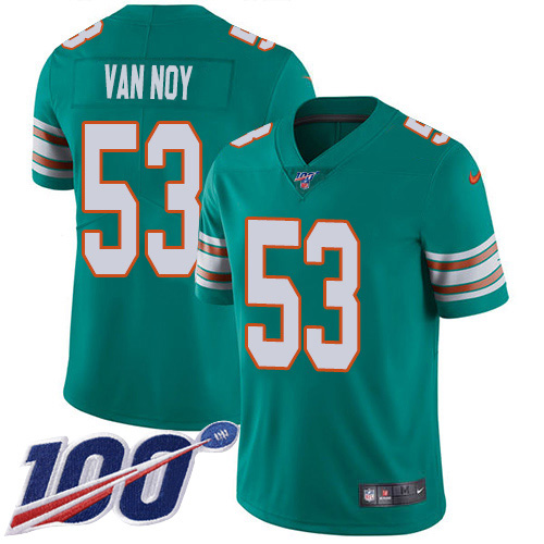 Men’s Miami Dolphins #53 Kyle Van Noy Aqua Green Alternate Stitched 100th Season Vapor Untouchable Limited Jersey