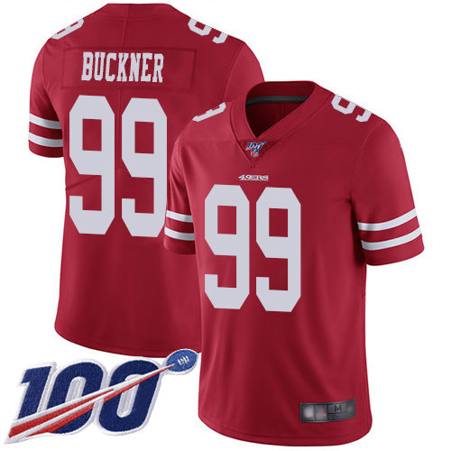 Nike 49ers #99 DeForest Buckner Red Team Color Men’s Stitched NFL 100th Season Vapor Limited Jersey