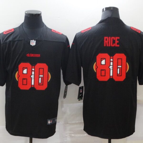 Men’s San Francisco 49ers #80 Jerry Rice Black 2020 Shadow Logo Vapor Untouchable Stitched NFL Nike Limited Jersey