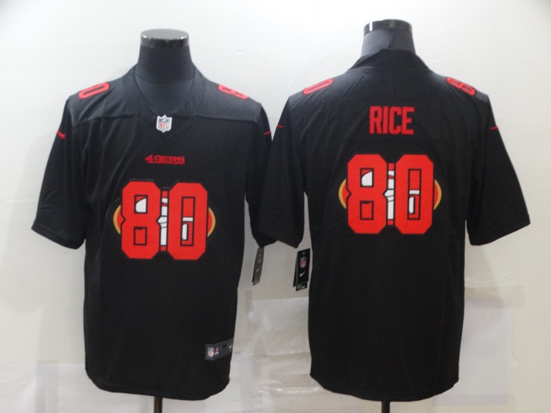 Men’s San Francisco 49ers #80 Jerry Rice Black 2020 Shadow Logo Vapor Untouchable Stitched NFL Nike Limited Jersey