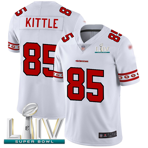 Nike 49ers #85 George Kittle White Super Bowl LIV 2020 Men’s Stitched NFL Limited Team Logo Fashion Jersey