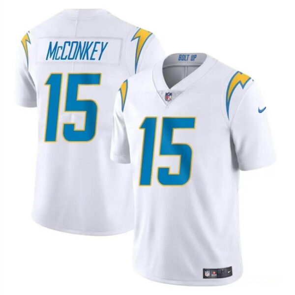 Men’s Los Angeles Chargers #15 Ladd McConkey White 2024 Draft Vapor Limited Football Stitched Jersey