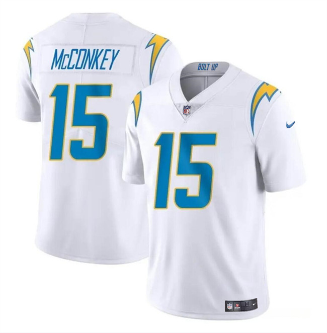 Men’s Los Angeles Chargers #15 Ladd McConkey White 2024 Draft Vapor Limited Football Stitched Jersey
