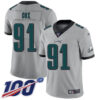 Nike Eagles #91 Fletcher Cox Silver Men’s Stitched NFL Limited Inverted Legend 100th Season Jersey