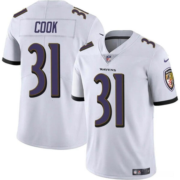 Men’s Baltimore Ravens #31 Dalvin Cook White Vapor Limited Football Stitched Jersey