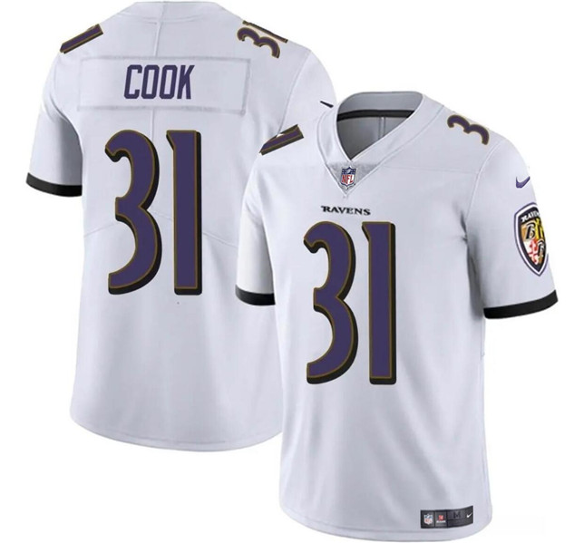 Men’s Baltimore Ravens #31 Dalvin Cook White Vapor Limited Football Stitched Jersey